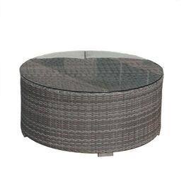 Panama Jack Bridgehampton Round Coffee Table w/glass PJO-1701-GRY-CT-GLASS