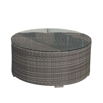 Panama Jack Bridgehampton Round Coffee Table w/glass PJO-1701-GRY-CT-GLASS - BetterPatio.com