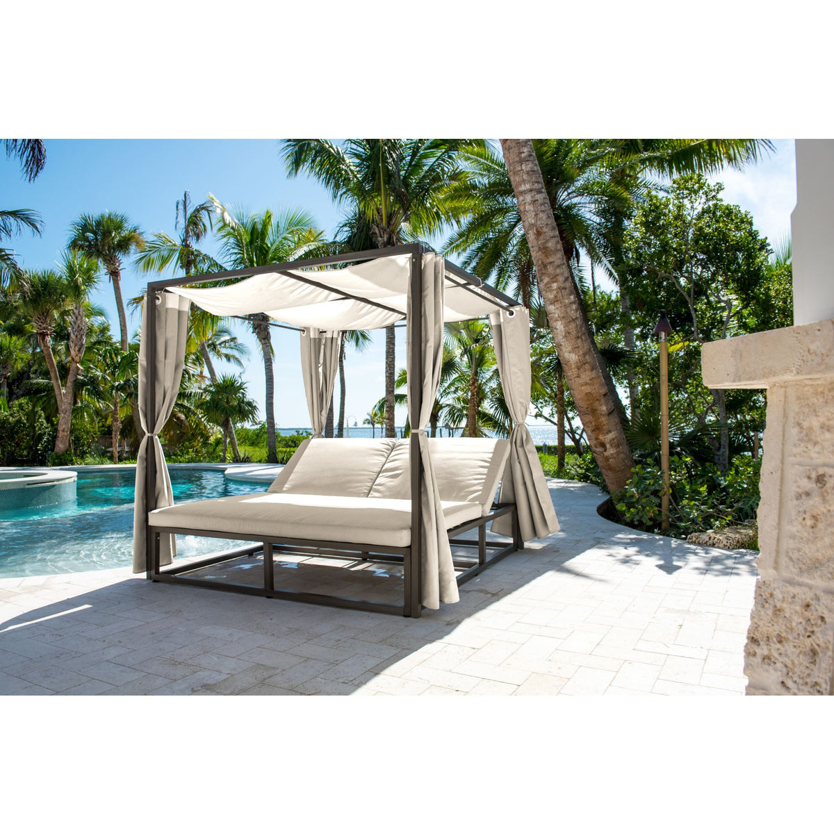 Panama Jack Bridgehampton Daybed w/cushion and curtains PJO-1701-GRY-DB - BetterPatio.com