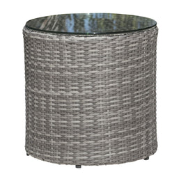 Panama Jack Bridgehampton End Table w/glass PJO-1701-GRY-ET-GLASS