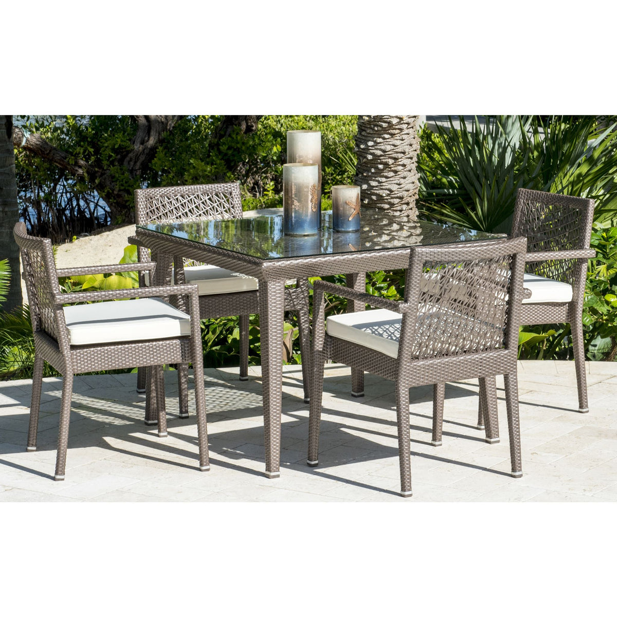 Panama Jack Maldives 5 Piece Dining Set with Armchairs PJO-1801-GRY-5DA - BetterPatio.com