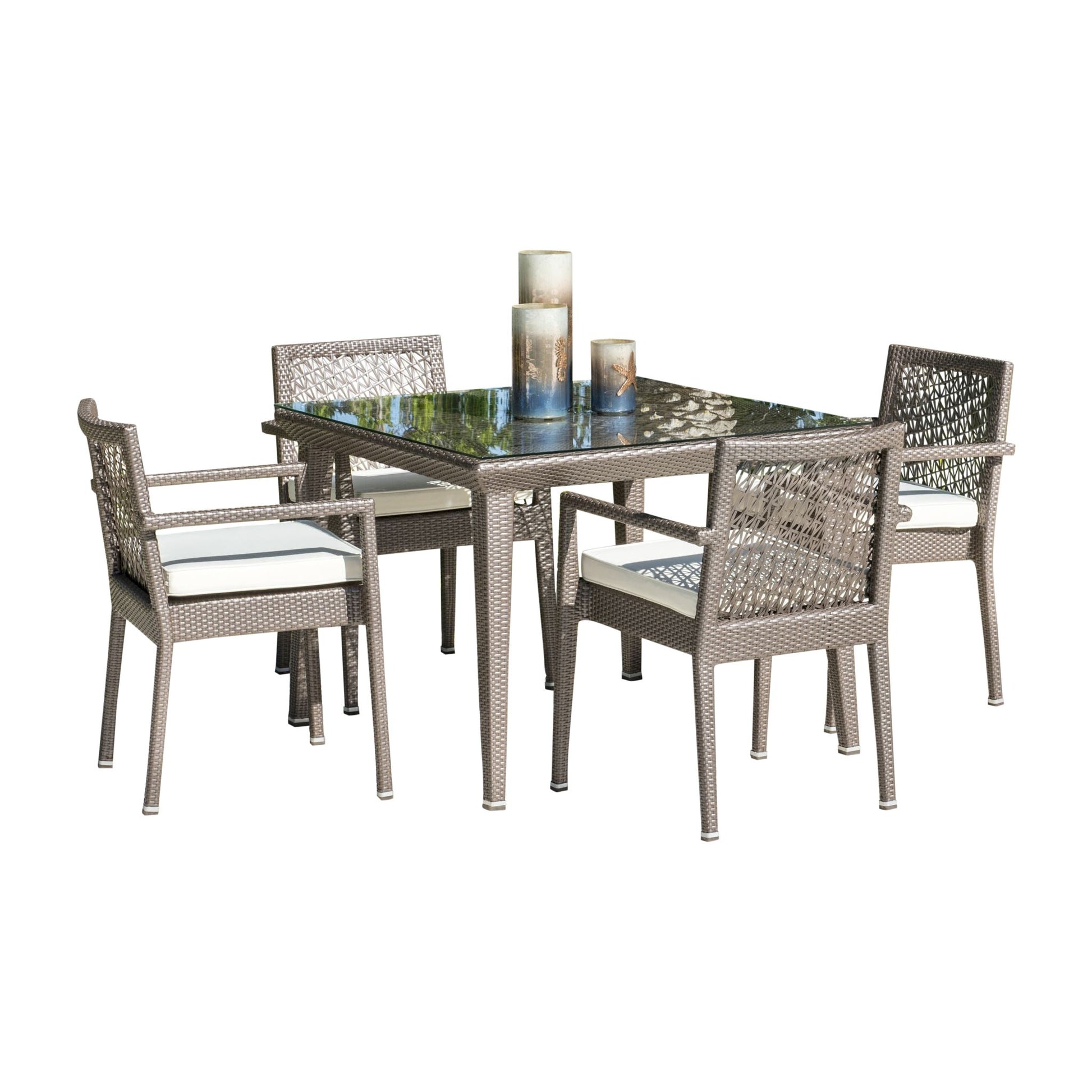 Panama Jack Maldives 5 Piece Dining Set with Armchairs PJO-1801-GRY-5DA - BetterPatio.com