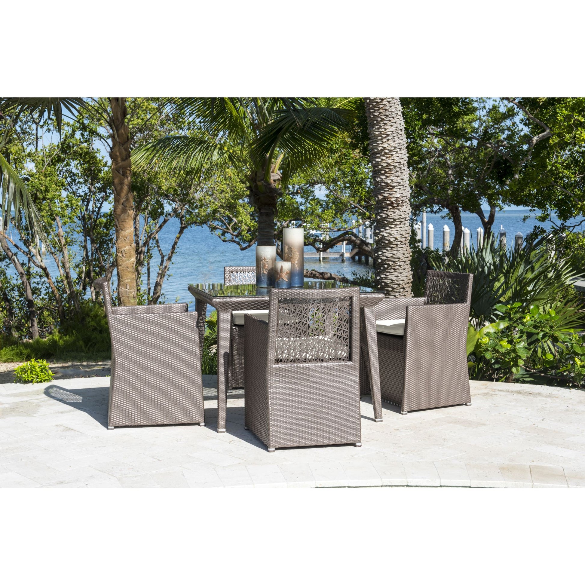 Panama Jack Maldives 5 Piece Dining Set with Armchairs PJO-1801-GRY-5DS - BetterPatio.com