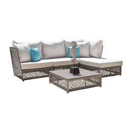 Panama Jack Maldives 6 Piece Sectional Set w/cushions PJO-1801-GRY-6SEC-GLASS