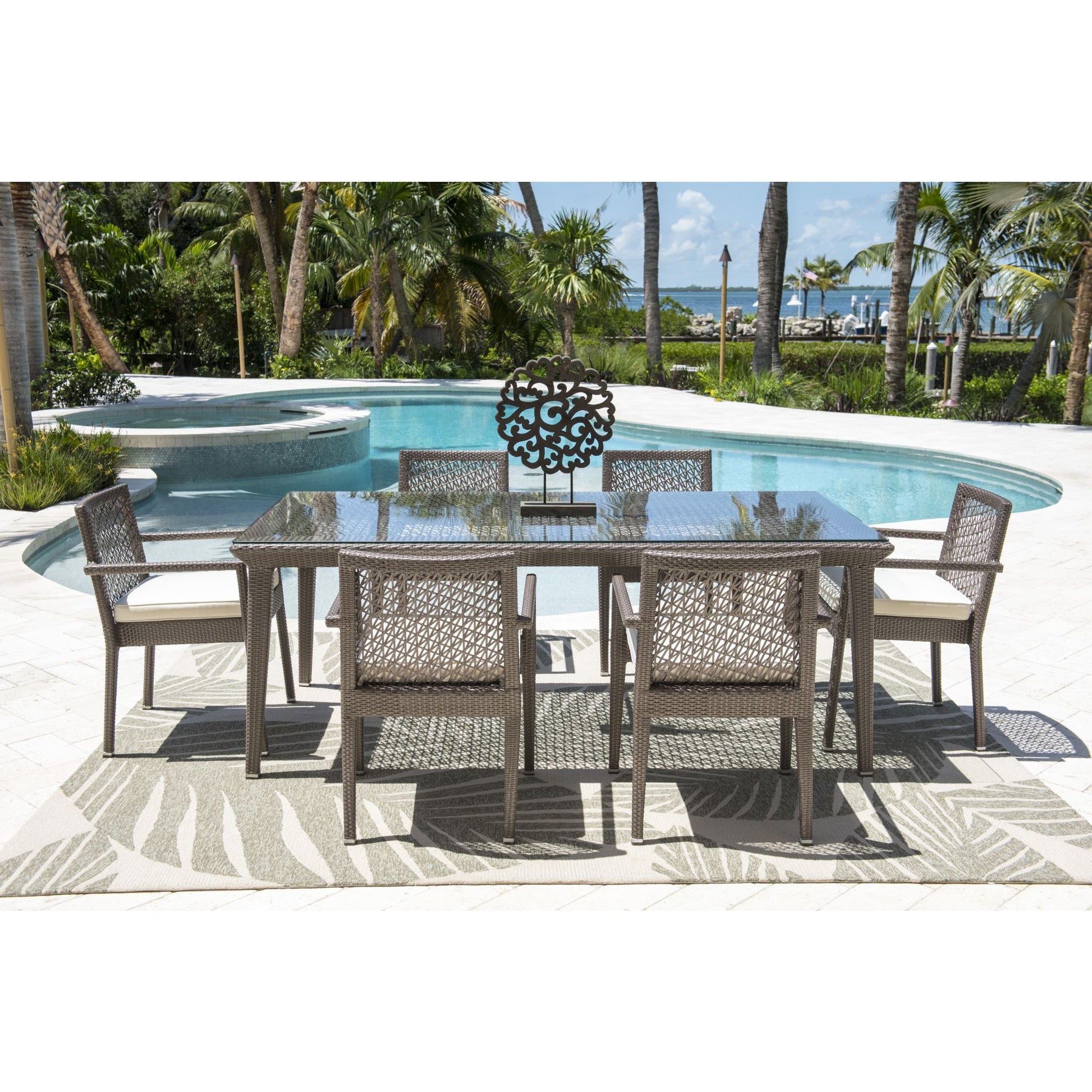 Panama Jack Maldives 7 Piece Dining Set with Armchairs PJO-1801-GRY-7DA - BetterPatio.com