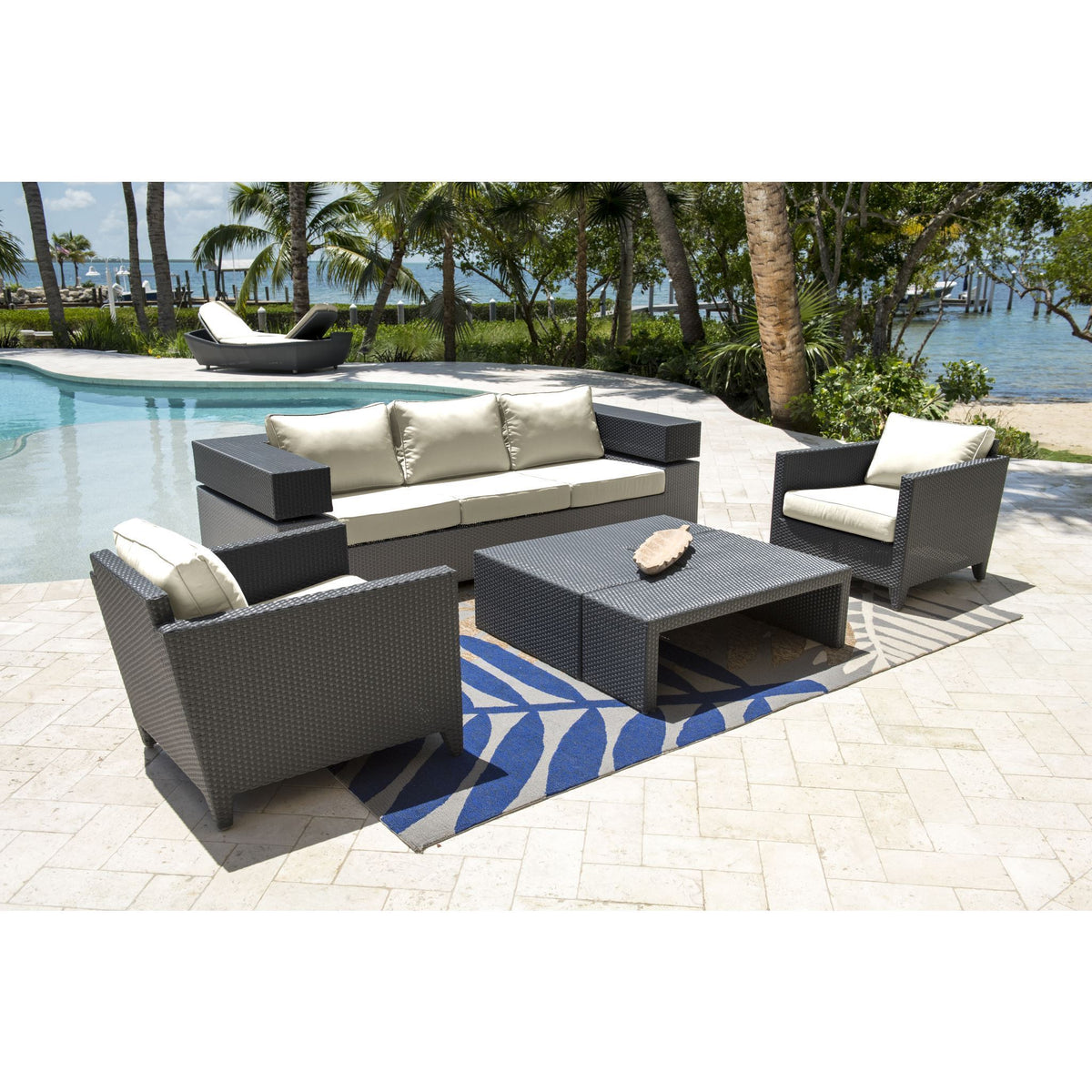 Panama Jack Onyx 4 PC Seating Set w/cushions PJO-1901-BLK-4SC - BetterPatio.com