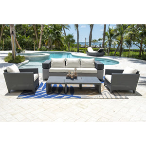 Panama Jack Onyx 4 PC Seating Set w/cushions PJO-1901-BLK-4SC - BetterPatio.com