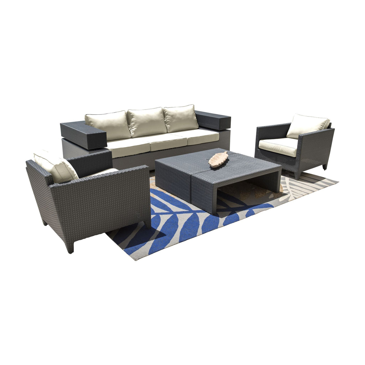 Panama Jack Onyx 4 PC Seating Set w/cushions PJO-1901-BLK-4SC - BetterPatio.com