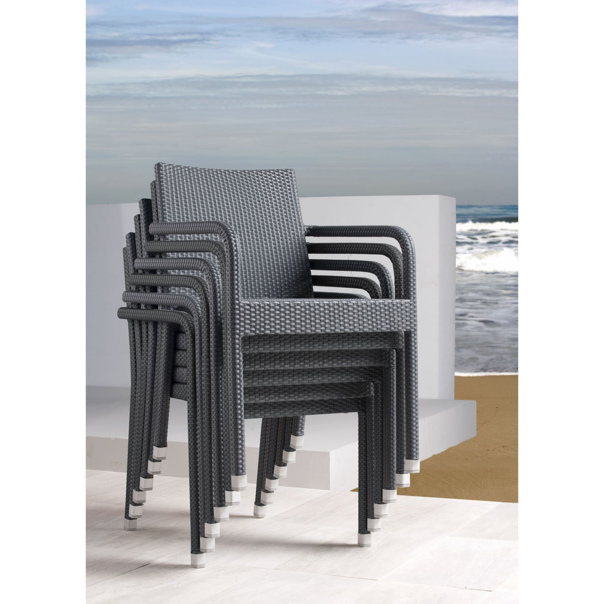 Panama Jack Onyx Stackable Armchair w/cushion PJO-1901-BLK-AC-CUSH - BetterPatio.com