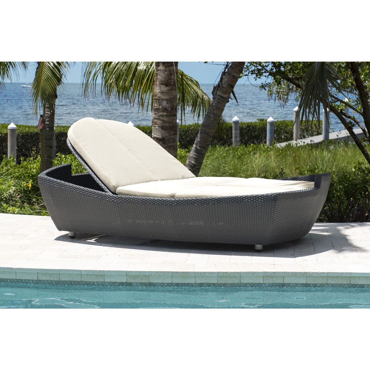 Panama Jack Onyx Double Folding Chaise Lounger w/cushion PJO-1901-BLK-DL-CUSH - BetterPatio.com