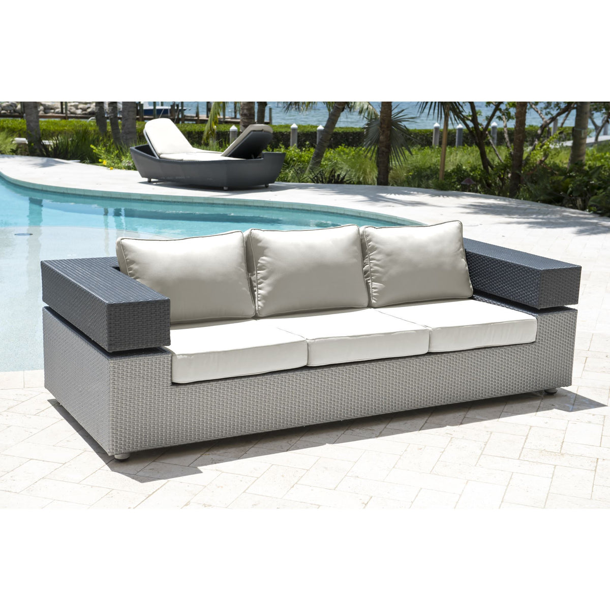 Panama Jack Onyx Sofa w/cushion PJO-1901-BLK-S - BetterPatio.com