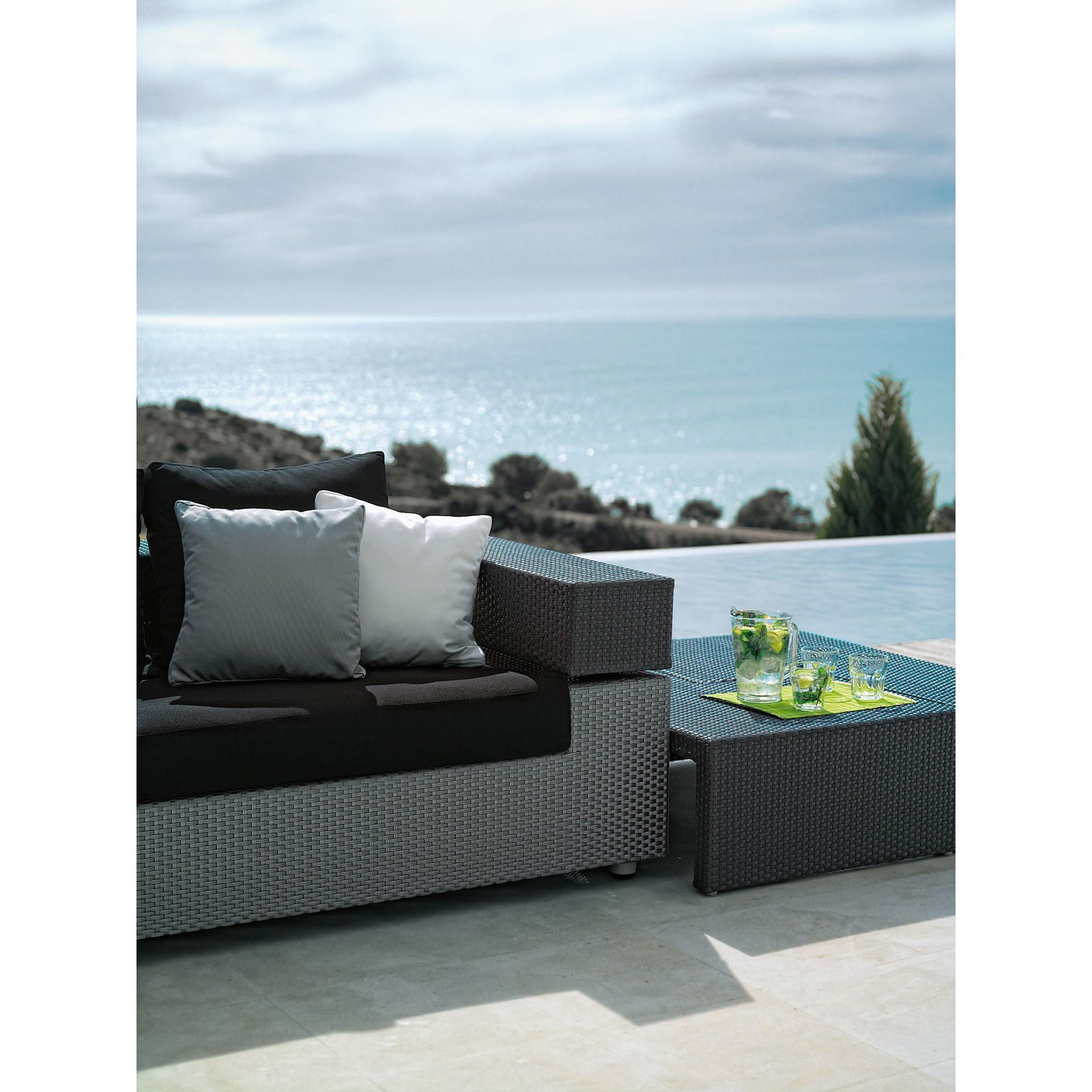 Panama Jack Onyx Sofa w/cushion PJO-1901-BLK-S - BetterPatio.com