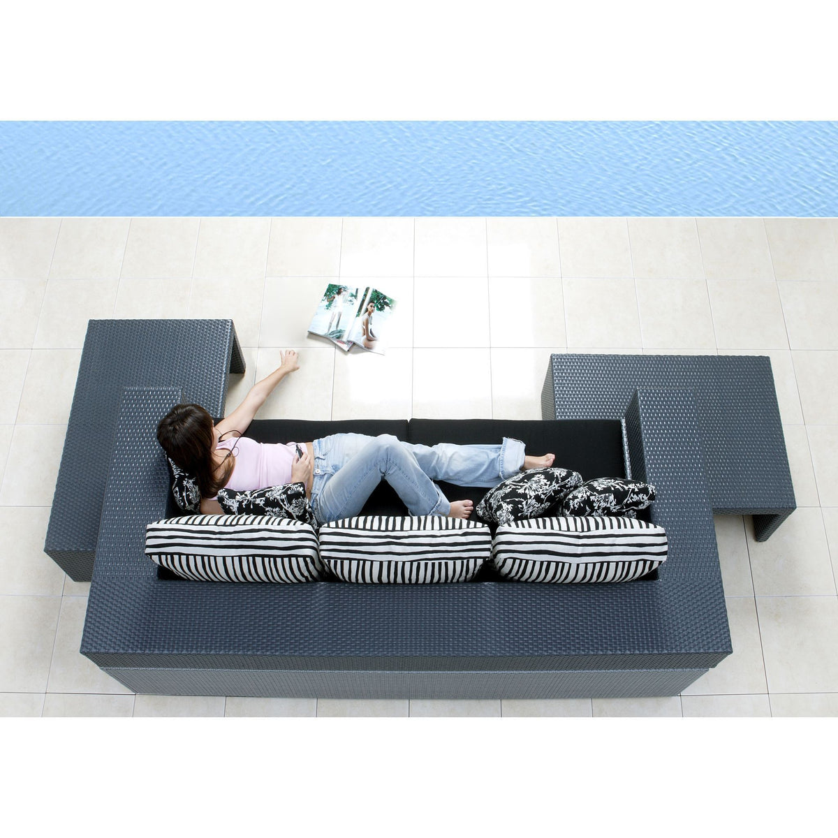 Panama Jack Onyx Sofa w/cushion PJO-1901-BLK-S - BetterPatio.com