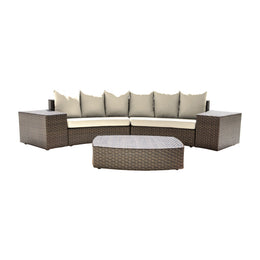 Panama Jack Big Sur 5 Piece Sectional Set w/cushions PJO-2101-BRN-5SEC-GLASS