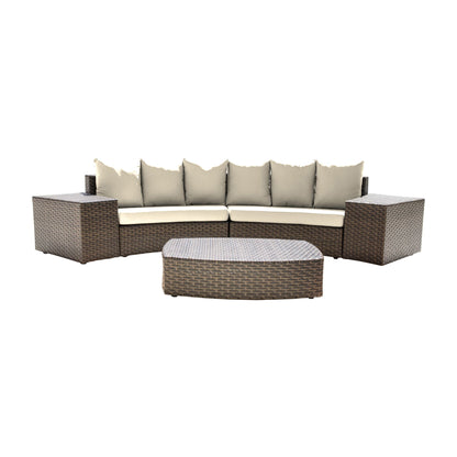 Panama Jack Big Sur 5 Piece Sectional Set w/cushions PJO-2101-BRN-5SEC-GLASS - BetterPatio.com