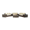 Panama Jack Big Sur 8 Piece Sectional Set w/cushions PJO-2101-BRN-8SEC-GLASS