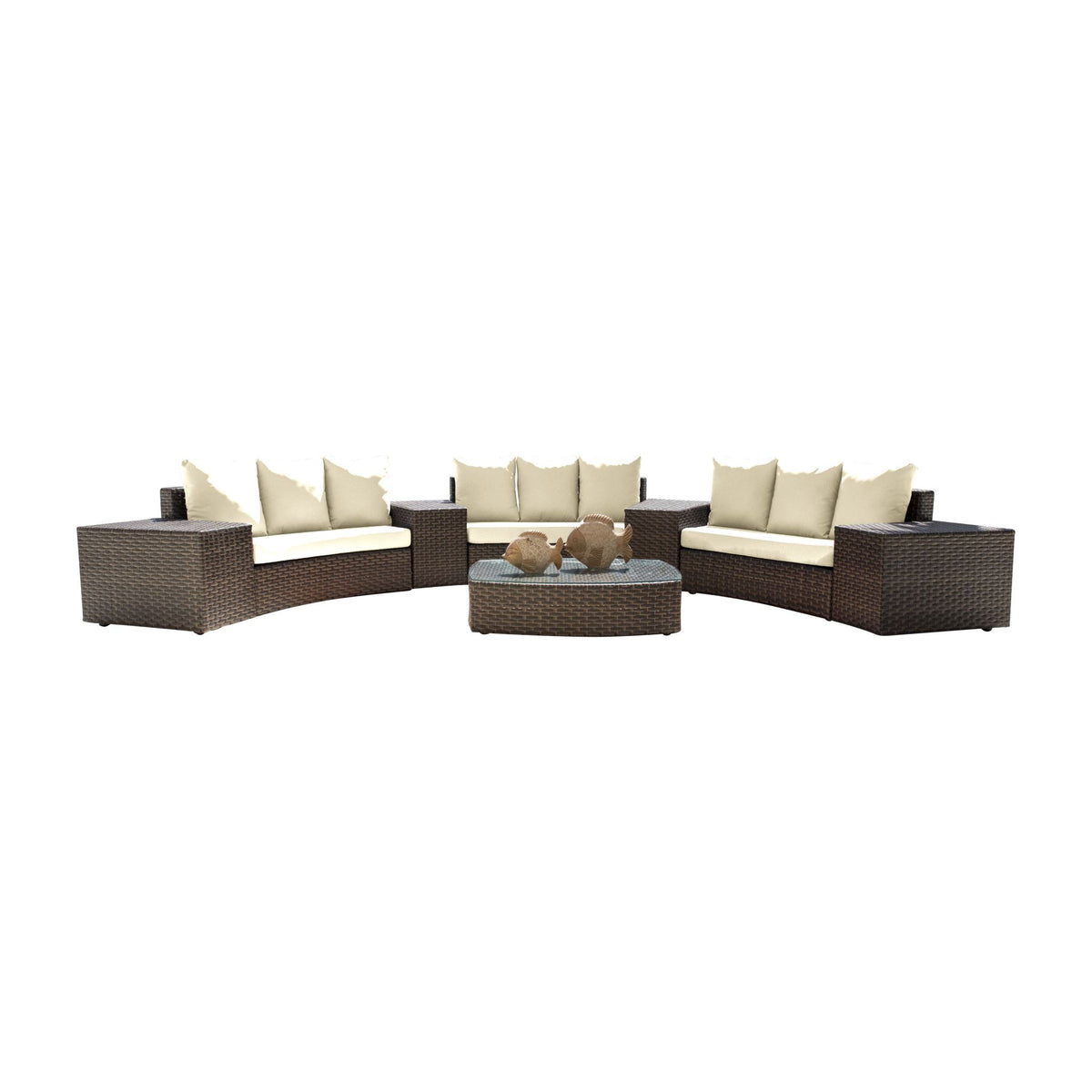 Panama Jack Big Sur 8 Piece Sectional Set w/cushions PJO-2101-BRN-8SEC-GLASS - BetterPatio.com