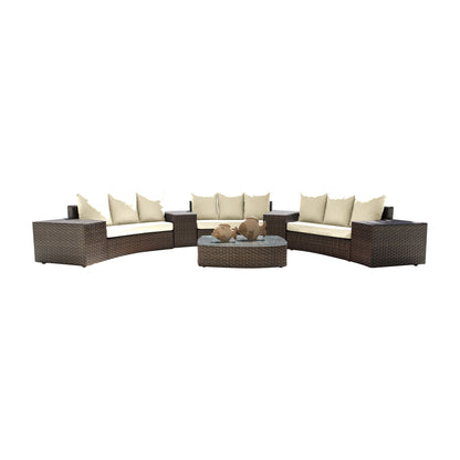 Panama Jack Big Sur 8 Piece Sectional Set w/cushions PJO-2101-BRN-8SEC-GLASS - BetterPatio.com