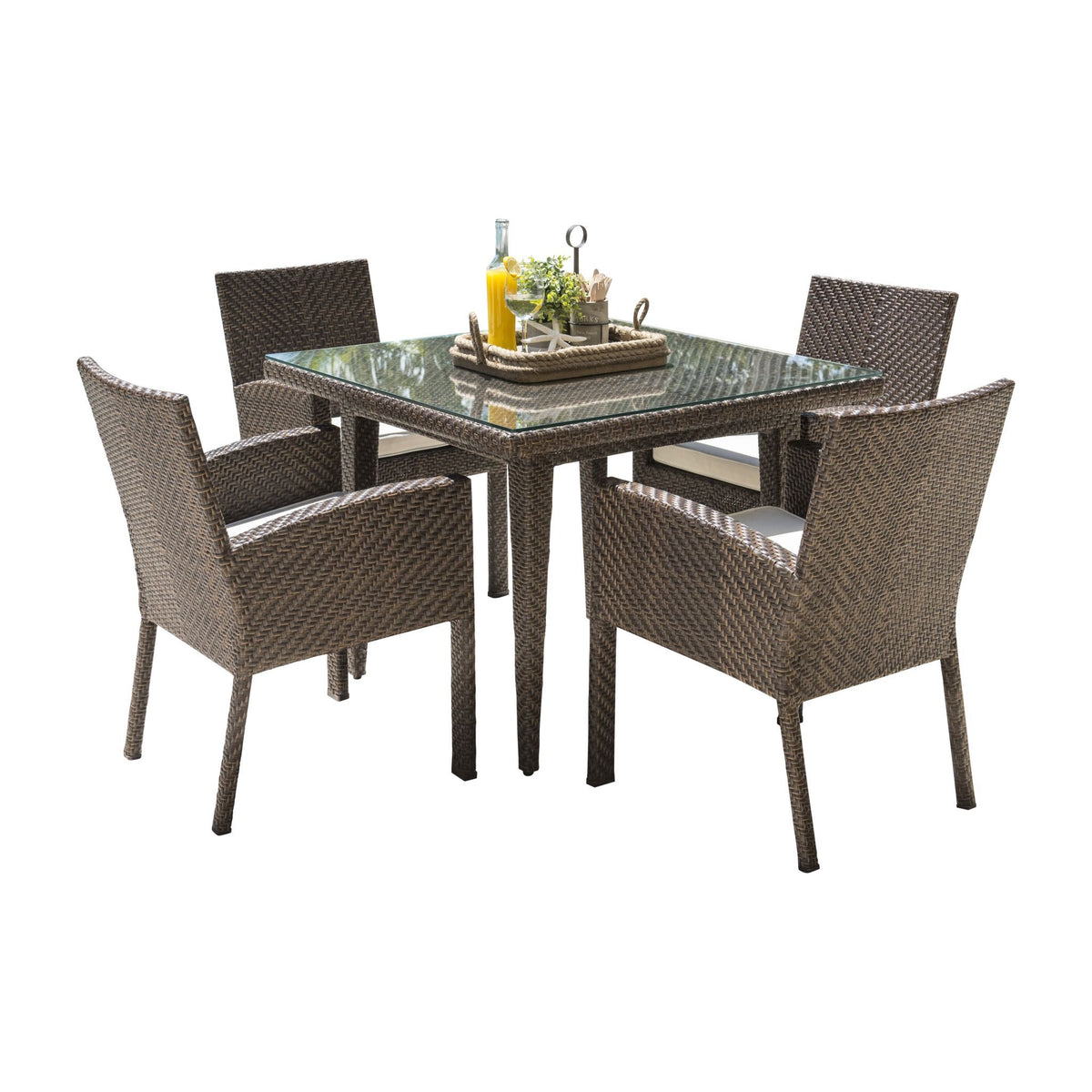 Panama Jack Oasis 5 Piece Dining Set w/glass PJO-2201-JBP-5PD-GLASS - BetterPatio.com