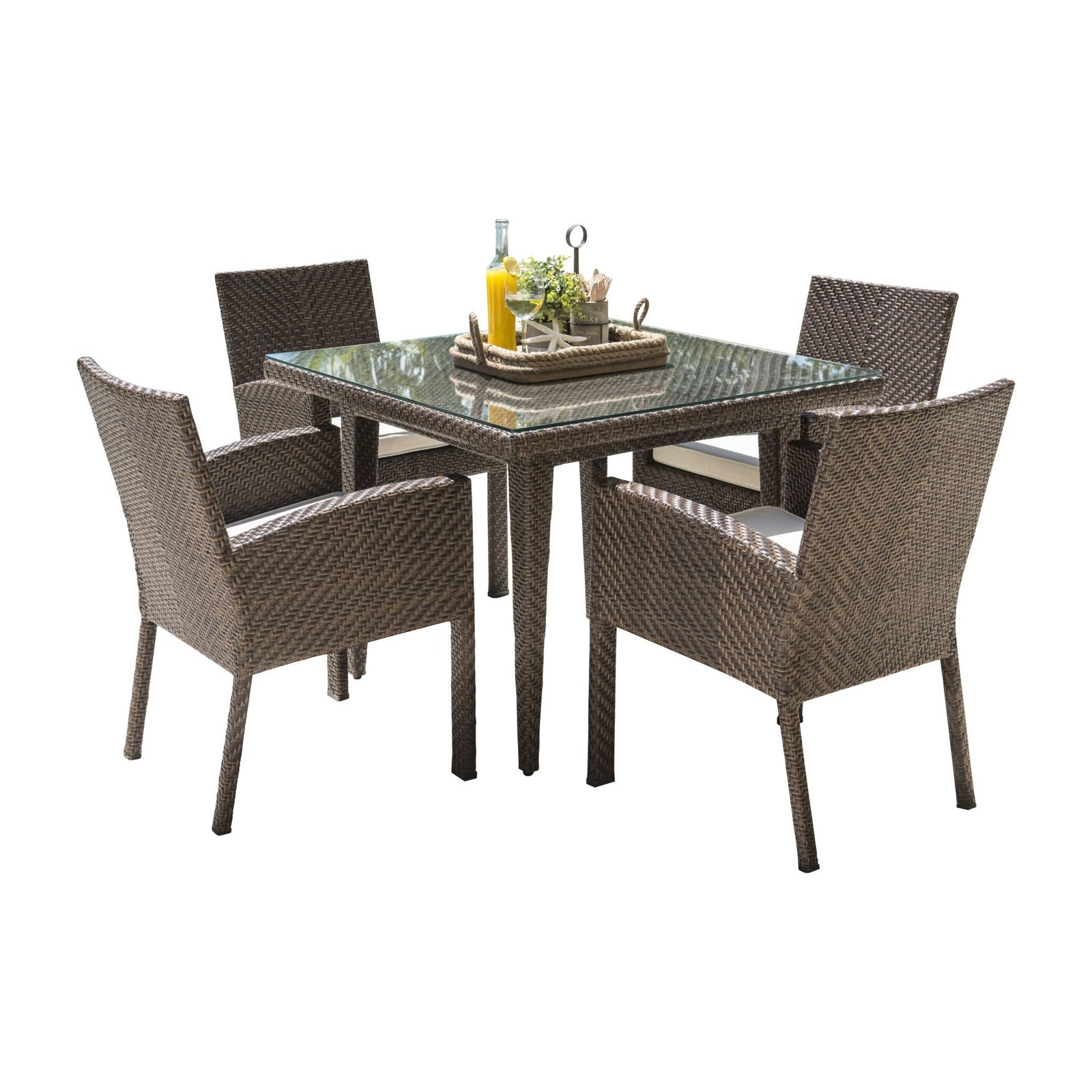 Panama Jack Oasis 5 Piece Dining Set w/glass PJO-2201-JBP-5PD-GLASS - BetterPatio.com