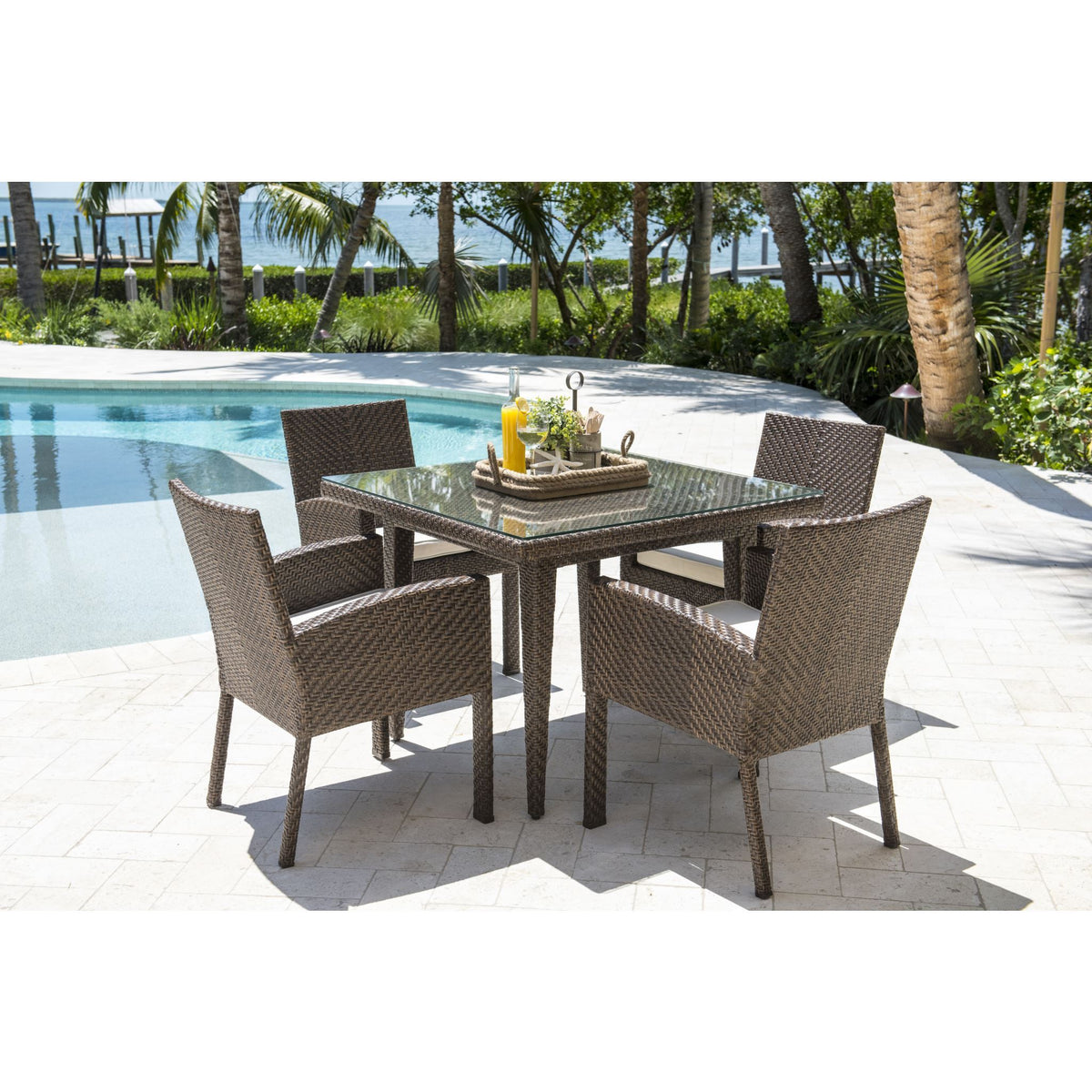 Panama Jack Oasis 5 Piece Dining Set w/glass PJO-2201-JBP-5PD-GLASS - BetterPatio.com