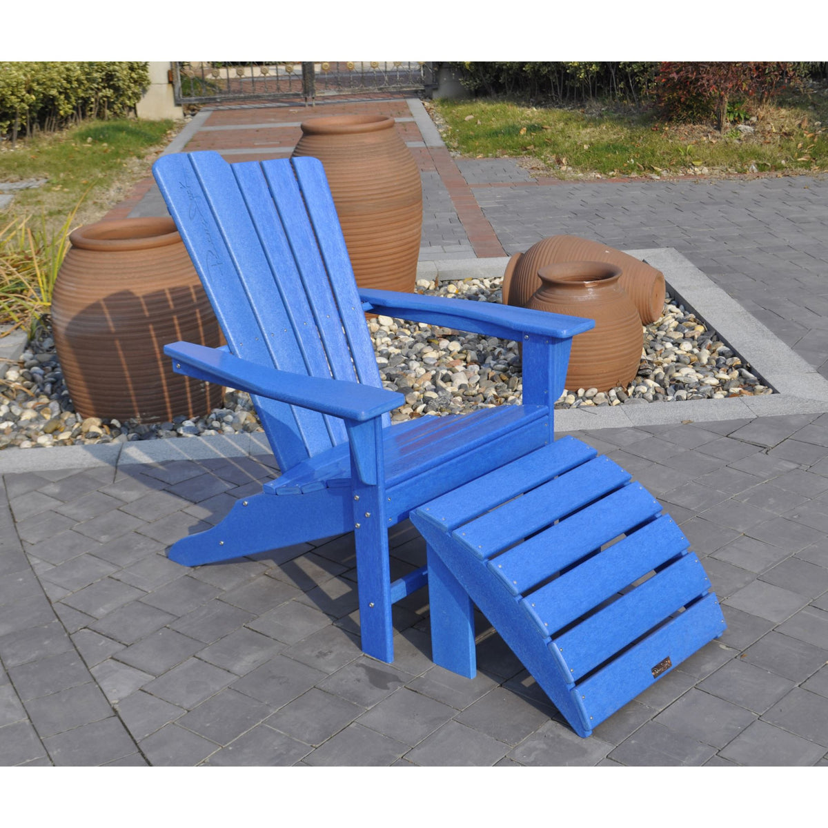 Panama Jack Blue Outdoor Adirondack Ottoman PJO-4001-BLU-OT - BetterPatio.com