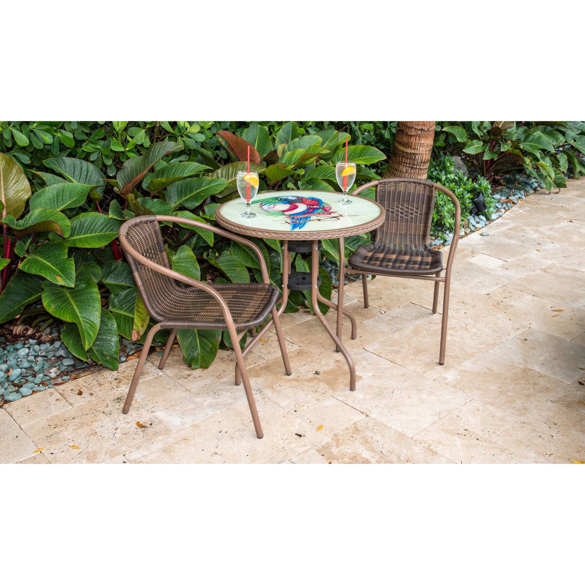 Panama Jack Café 3 Pc Parrot Bistro Set PJO-9001-ESP-3PP - BetterPatio.com