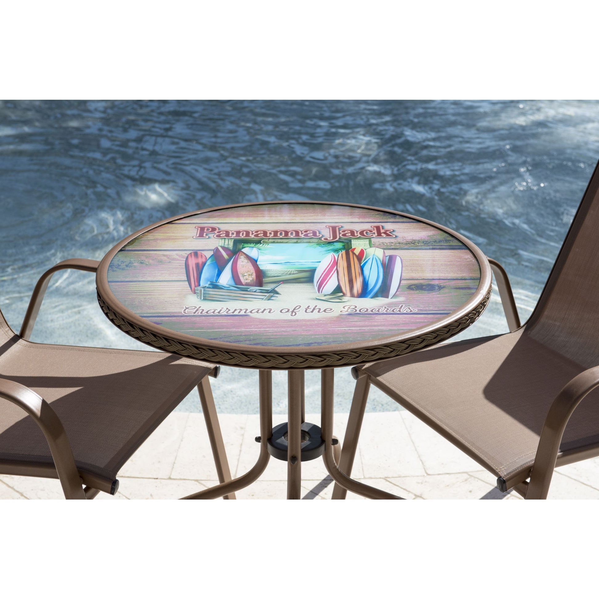 Panama Jack Cafe 3 PC Bistro Set Chairman of the Board High back Sling PJO-9001-ESP-3DH-BTC - BetterPatio.com