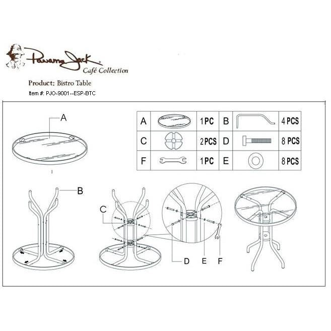 Panama Jack Cafe 3 PC Bistro Set Chairman of the Board High back Sling PJO-9001-ESP-3DH-BTC - BetterPatio.com