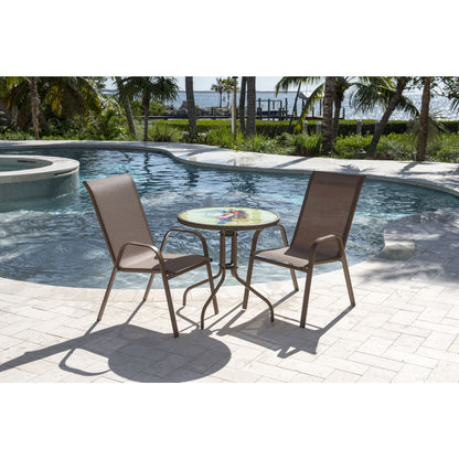 Panama Jack Cafe 3 PC Parrot Bistro Set High back Sling PJO-9001-ESP-3DH-BTP - BetterPatio.com