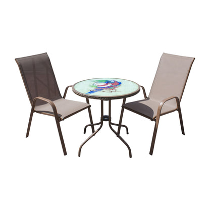 Panama Jack Cafe 3 PC Parrot Bistro Set High back Sling PJO-9001-ESP-3DH-BTP - BetterPatio.com