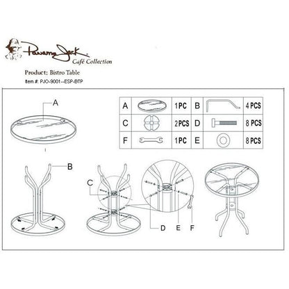 Panama Jack Cafe 3 PC Parrot Bistro Set High back Sling PJO-9001-ESP-3DH-BTP - BetterPatio.com