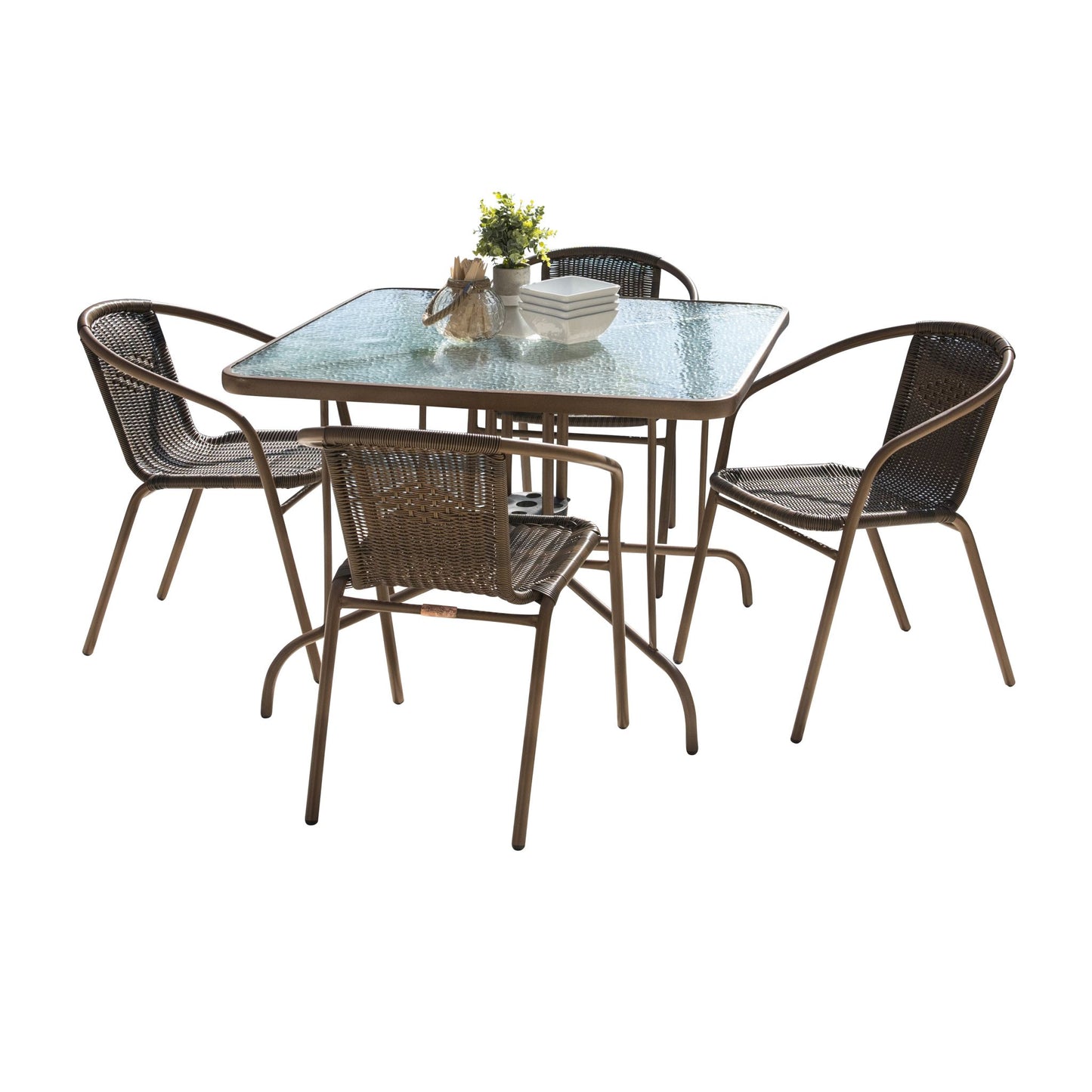Panama Jack Cafe 5 PC Woven Dining Set PJO-9001-ESP-5DA - BetterPatio.com