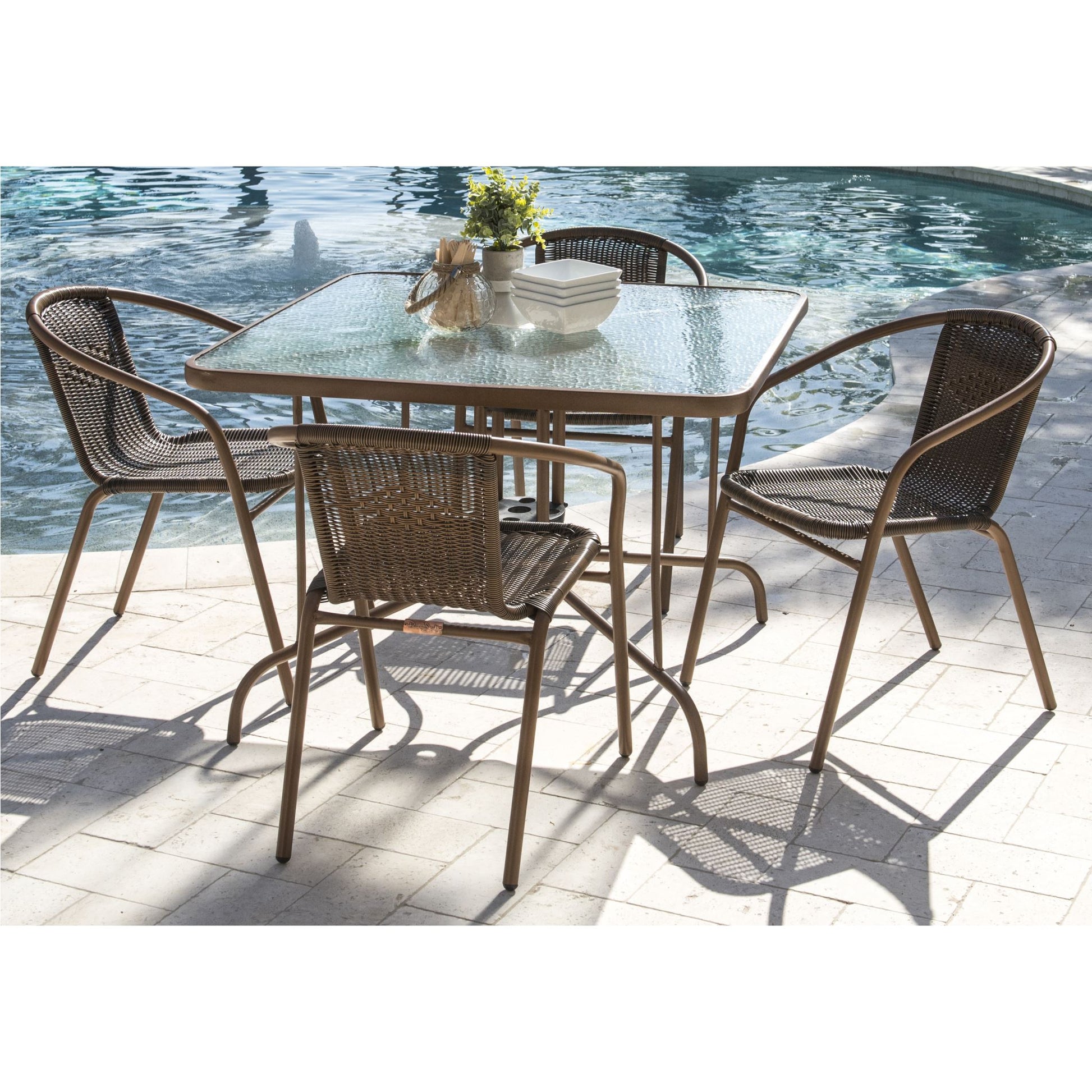 Panama Jack Cafe 5 PC Woven Dining Set PJO-9001-ESP-5DA - BetterPatio.com