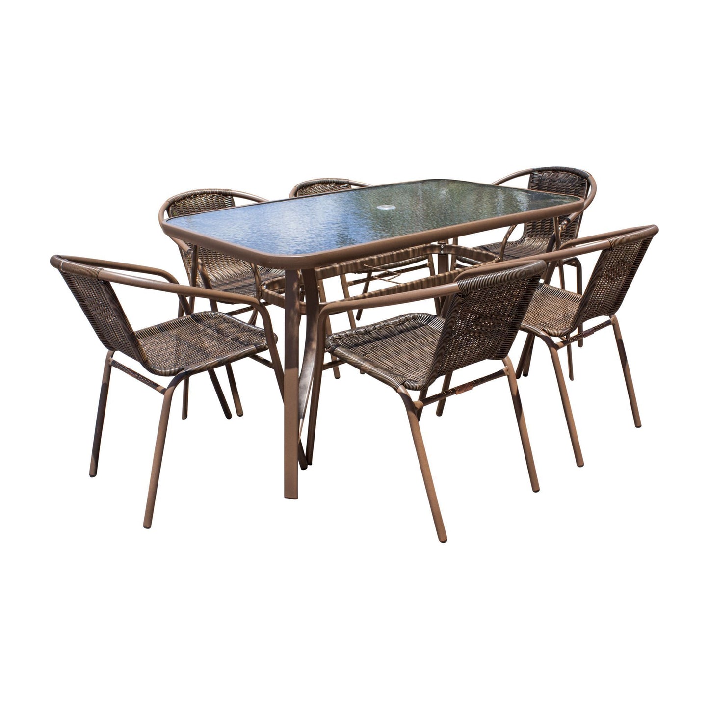 Panama Jack Cafe 7 PC Woven Dining Set PJO-9001-ESP-7DA - BetterPatio.com