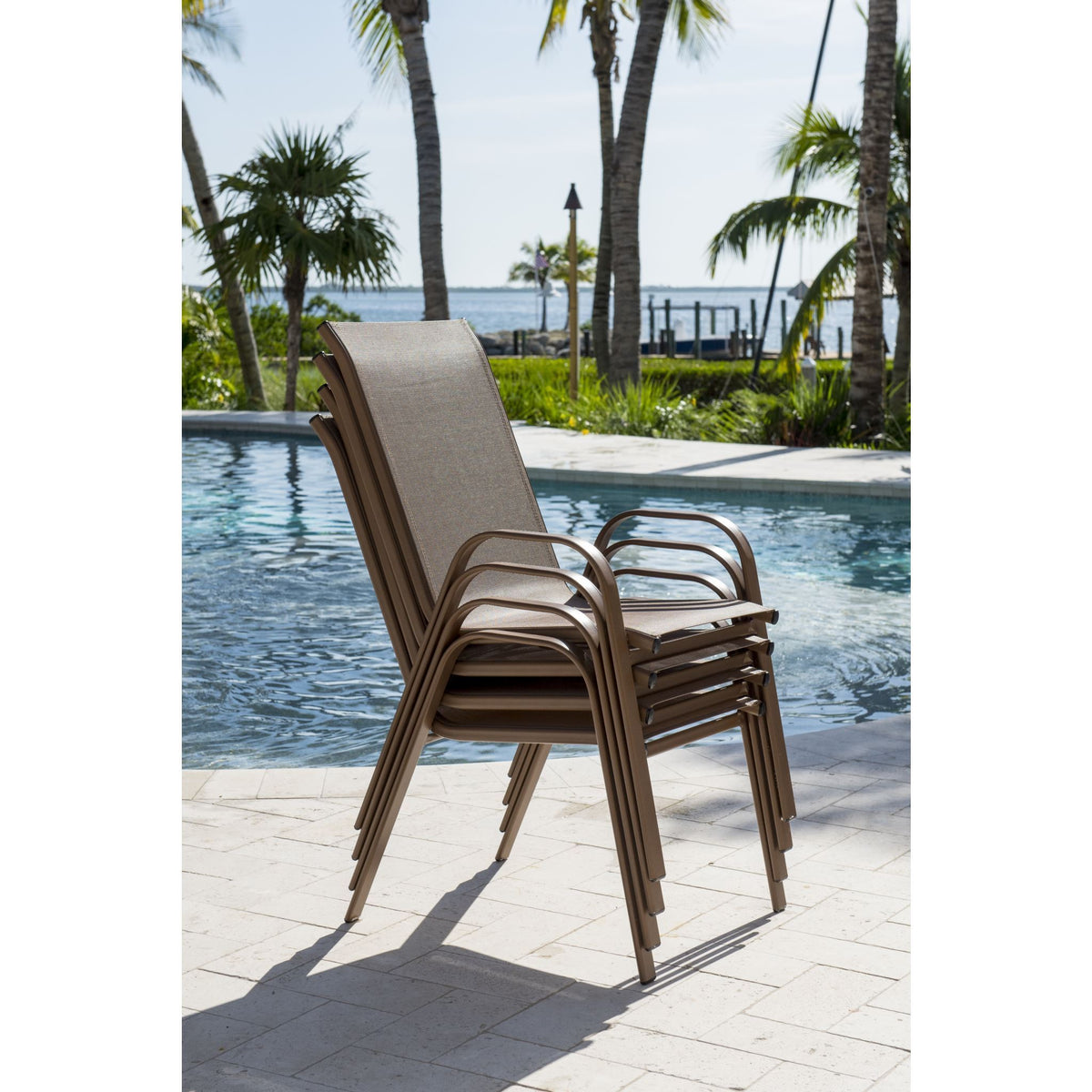 Panama Jack Cafe Stackable Armchair High Back Sling PJO-9001-ESP-HB - BetterPatio.com