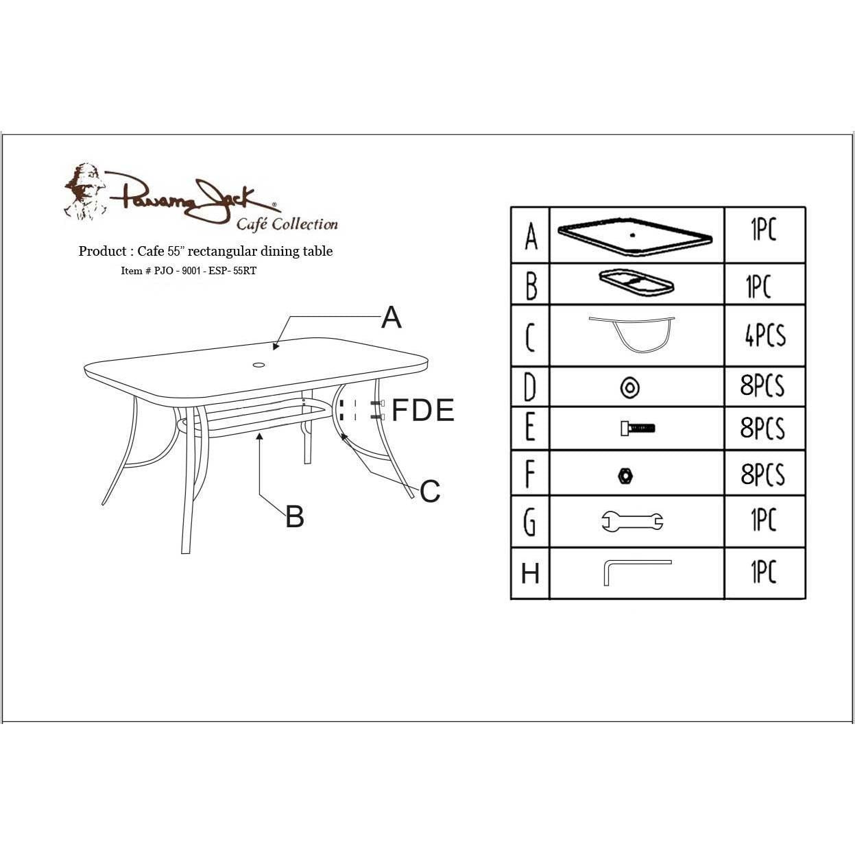 Panama Jack Cafe 7 PC Dining Set High back Sling PJO-9001-ESP-7DH - BetterPatio.com