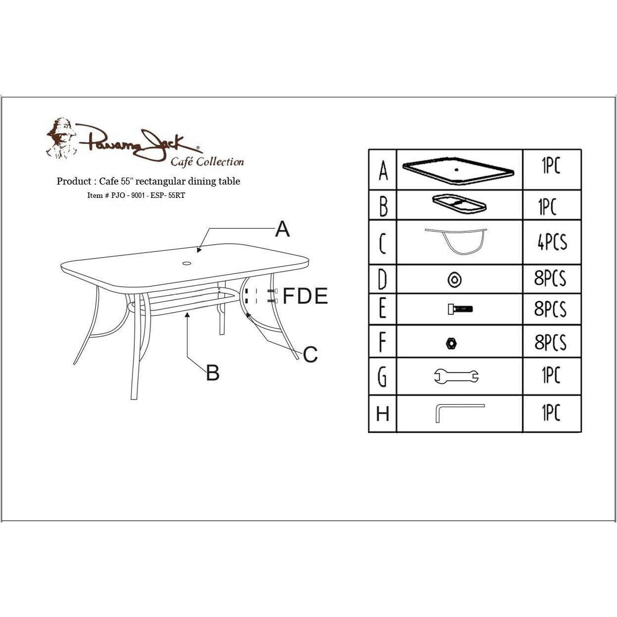 Panama Jack Cafe 7 PC Woven Dining Set PJO-9001-ESP-7DA - BetterPatio.com