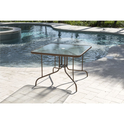 Panama Jack Cafe Square Dining Table with glass PJO-9001-ESP-SQ - BetterPatio.com