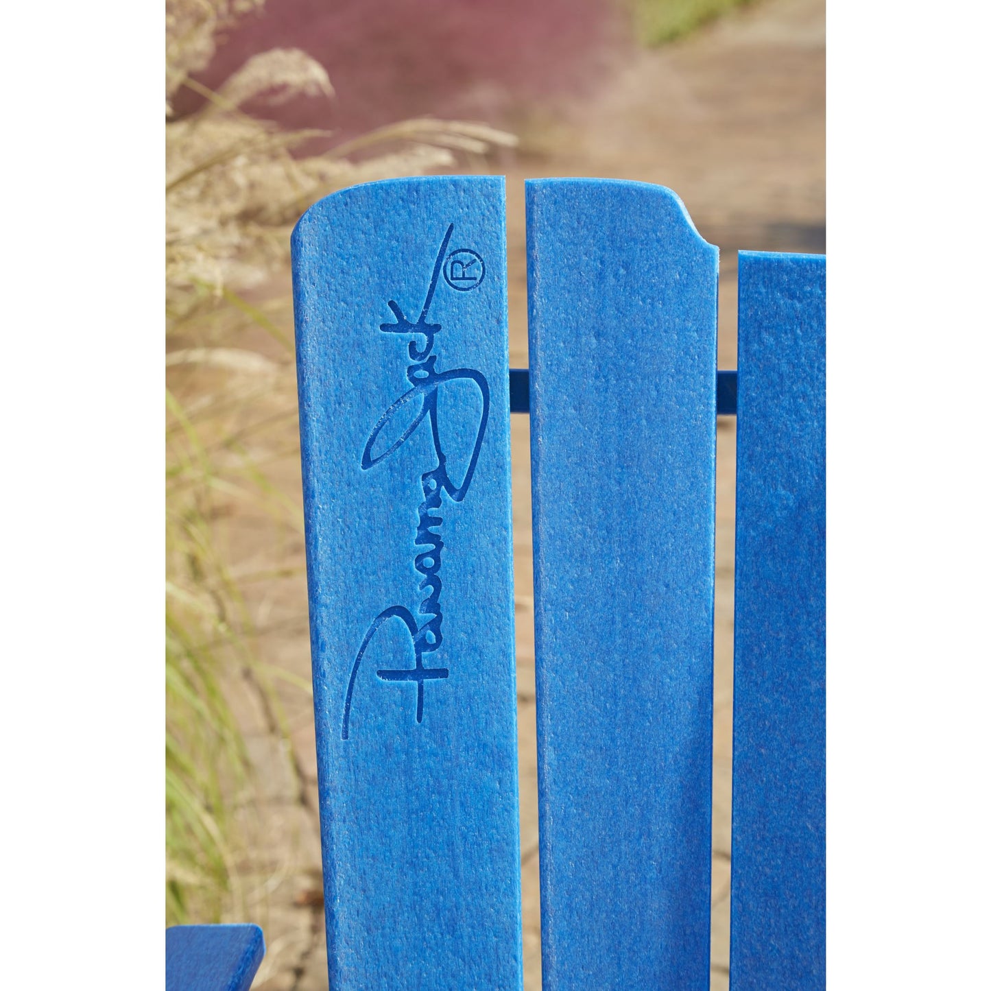 Panama Jack Blue Outdoor Adirondack Chair and Ottoman Set PJO-4001-BLU-2PC - BetterPatio.com