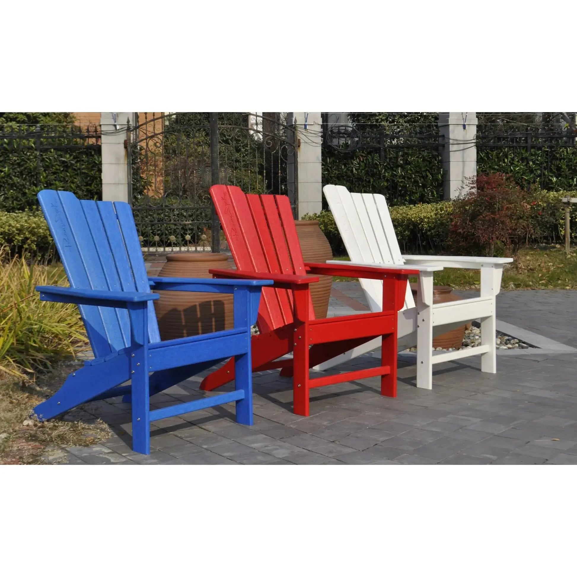Panama Jack Red Outdoor Adirondack Chair and Ottoman Set PJO-4001-RED-2PC - BetterPatio.com