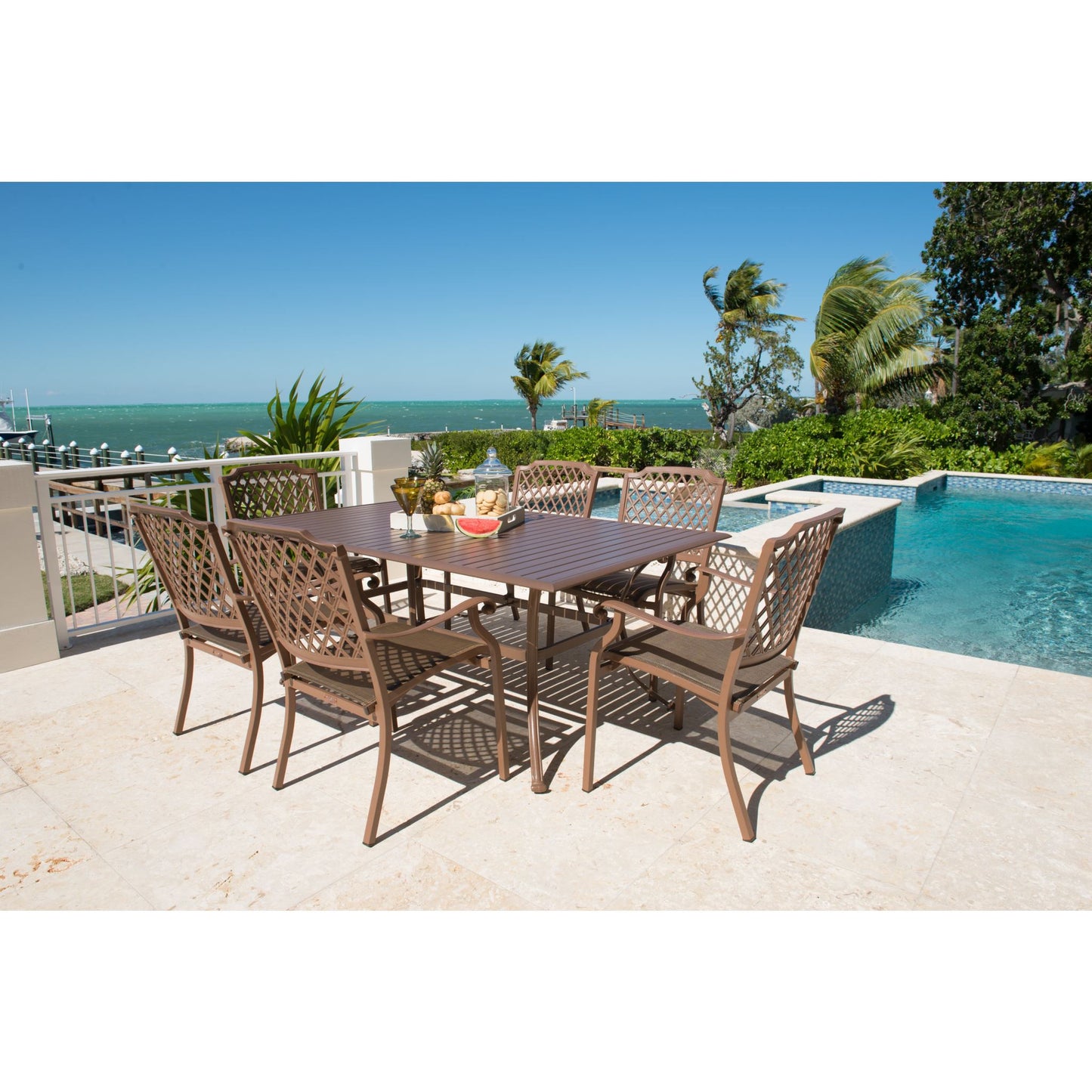 Panama Jack Island Breeze Aluminum Dining Table 60 inch x 36 inch PJO-1001-ESP-RT - BetterPatio.com