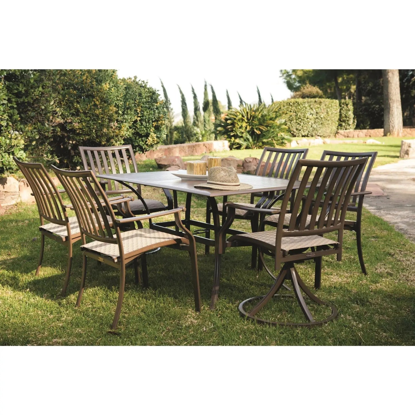 Panama Jack Island Breeze 7 Piece Slatted Dining Set PJO-1001-ESP-7SD - BetterPatio.com