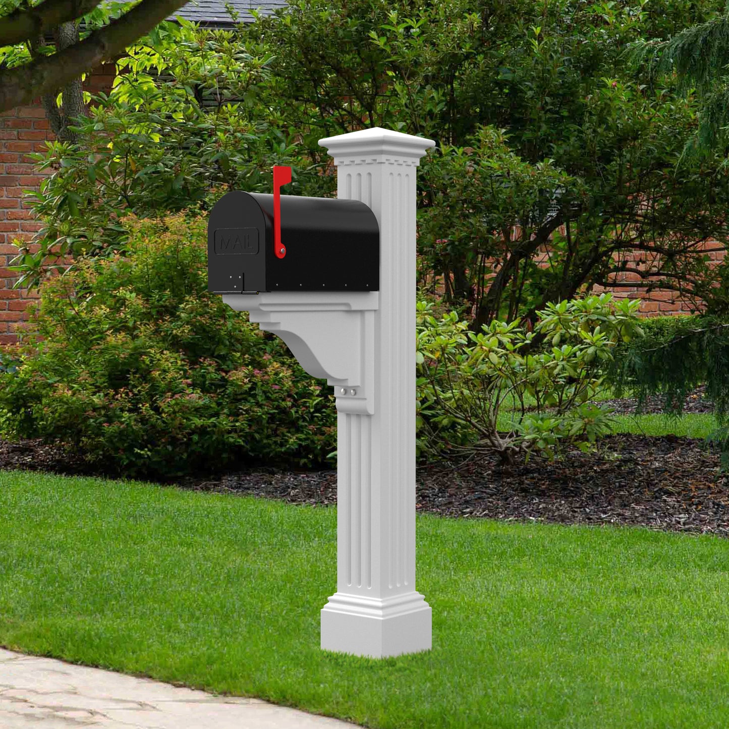 Mayne Manchester Mail Post 5852 - Additional angle showing post base and ground mount