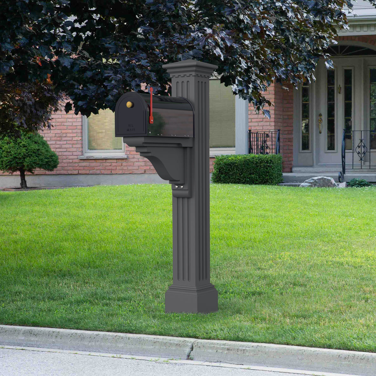 Mayne Manchester Mail Post 5852 - Side profile view showing post height and finish