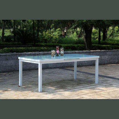 Panama Jack Mykonos Extendable Glass Rect Table PJO-2401-WHT-EXT - BetterPatio.com