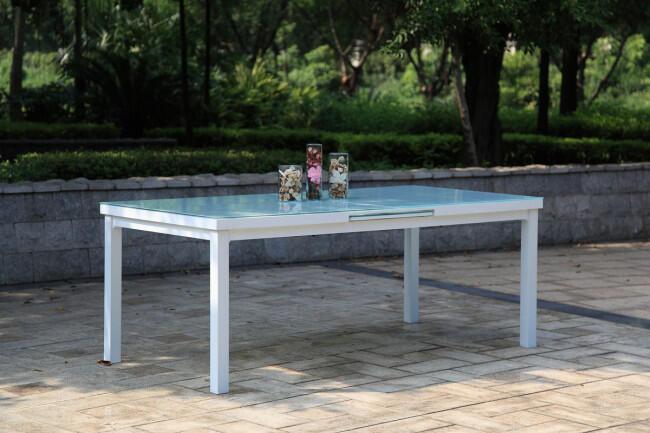 Panama Jack Mykonos Extendable Glass Rect Table PJO-2401-WHT-EXT - BetterPatio.com