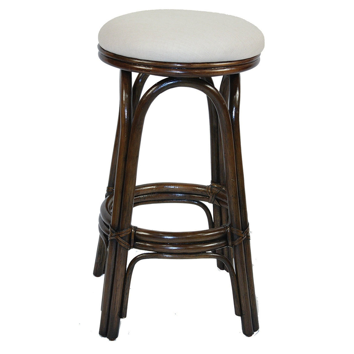 Hospitality Rattan HomeCarmen Indoor Swivel Rattan & Wicker 24" Counterstool in Antique Finish 804-6095-ATQ-C/CV-24- BetterPatio.com