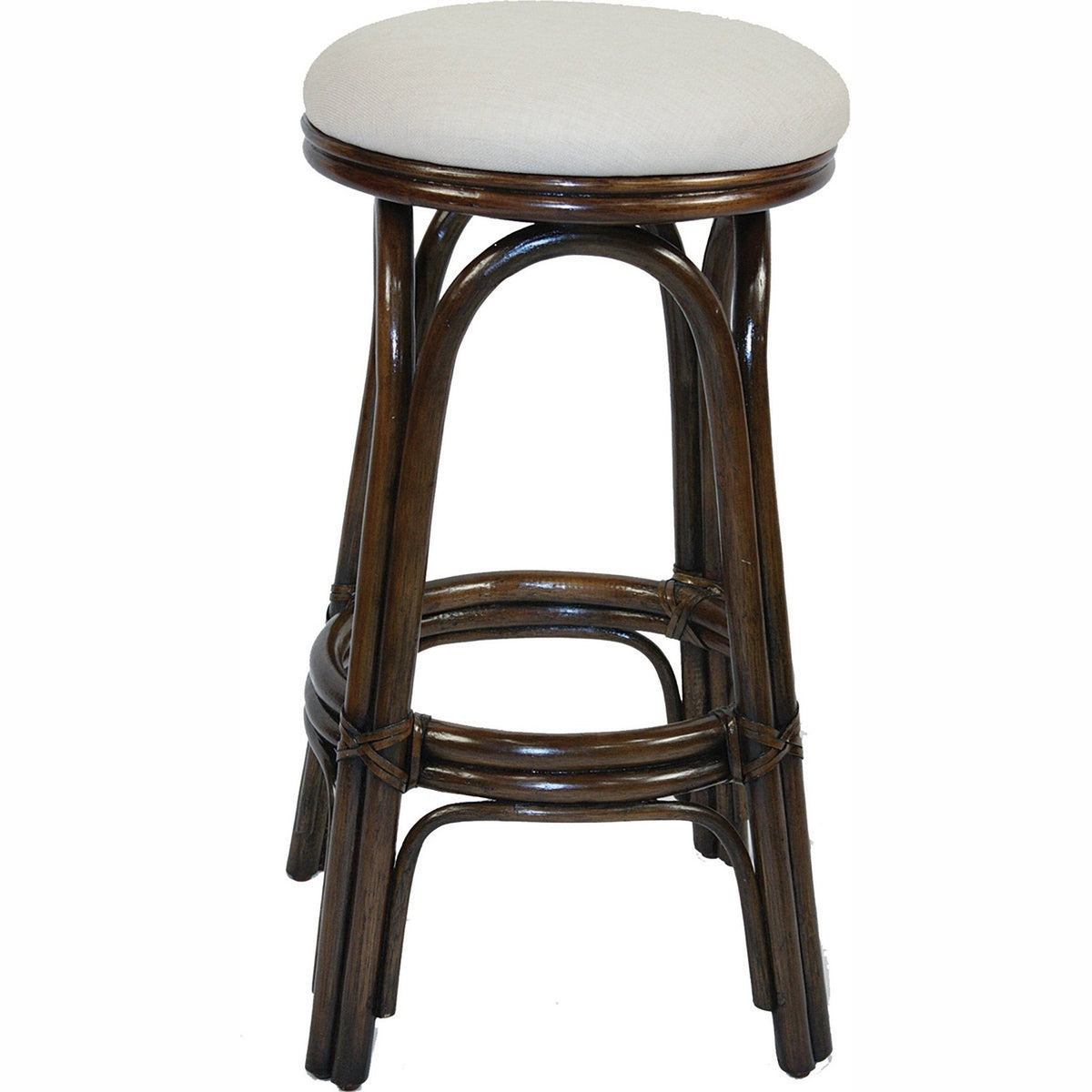 Hospitality Rattan HomeCarmen Indoor Swivel Rattan & Wicker 30" Barstool in Antique Finish 804-6095-ATQ-B/CV-24- BetterPatio.com