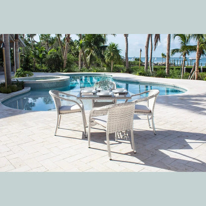 Hospitality Rattan PatioAthens 5-Piece Armchair Dining Set with Cushions 895-1147-WW-5DA-CUSH/SU-705- BetterPatio.com